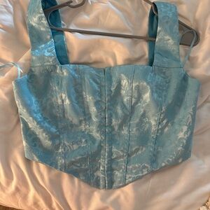 Princess Polly Light Blue Satin Corset Top